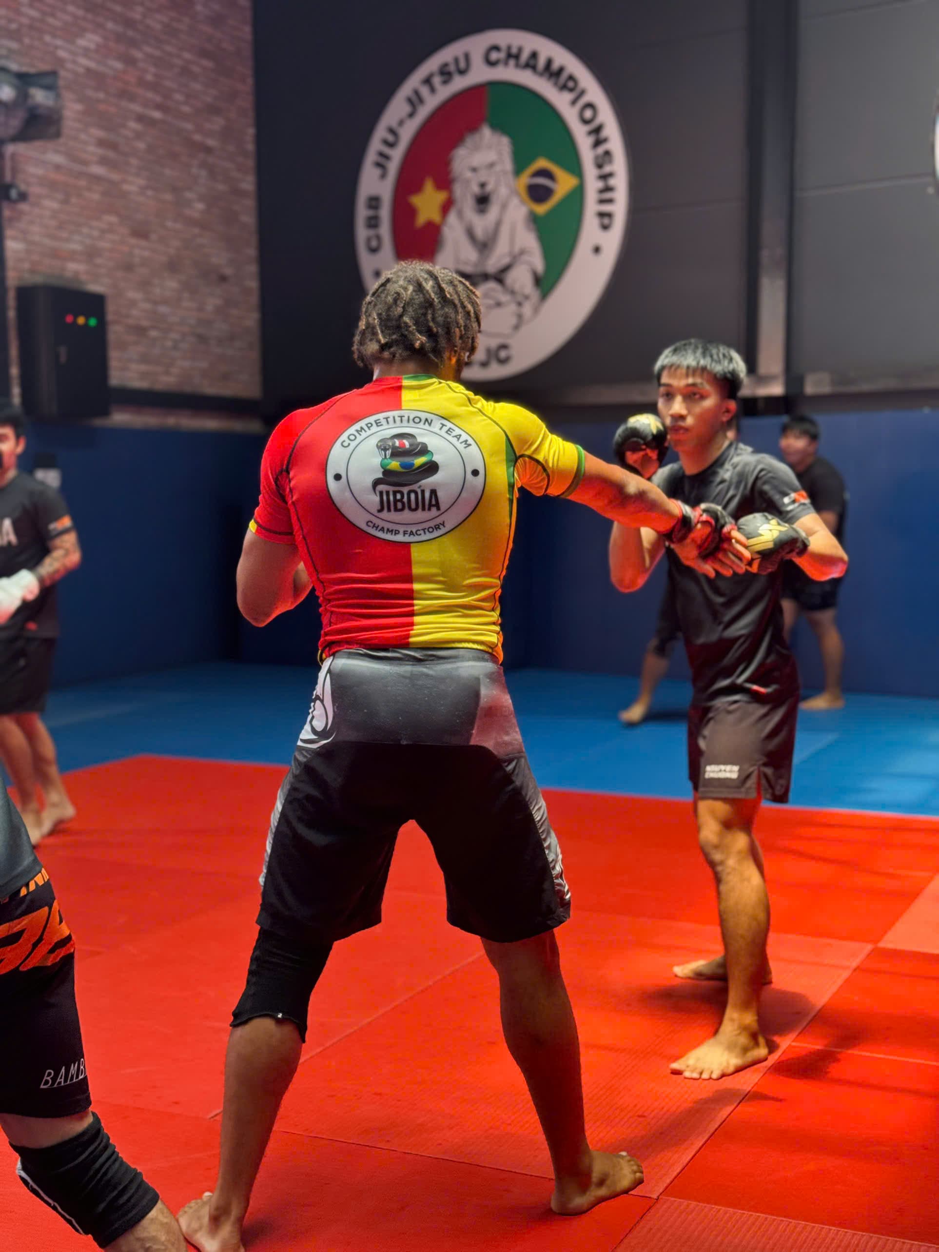 Adult members practising striking at Jiboia